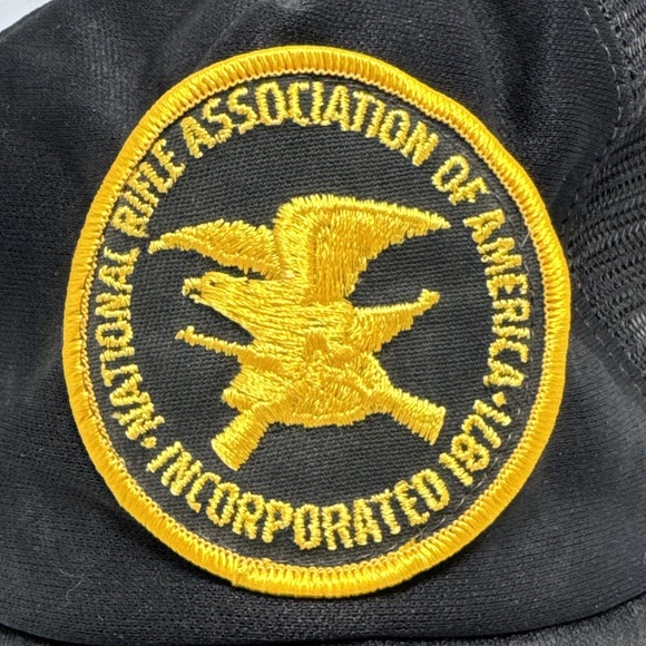 NRA Hat Mesh Snapback Trucker Black Gold Leaf  Emblem Cap Made in USA embroider - Picture 2 of 12